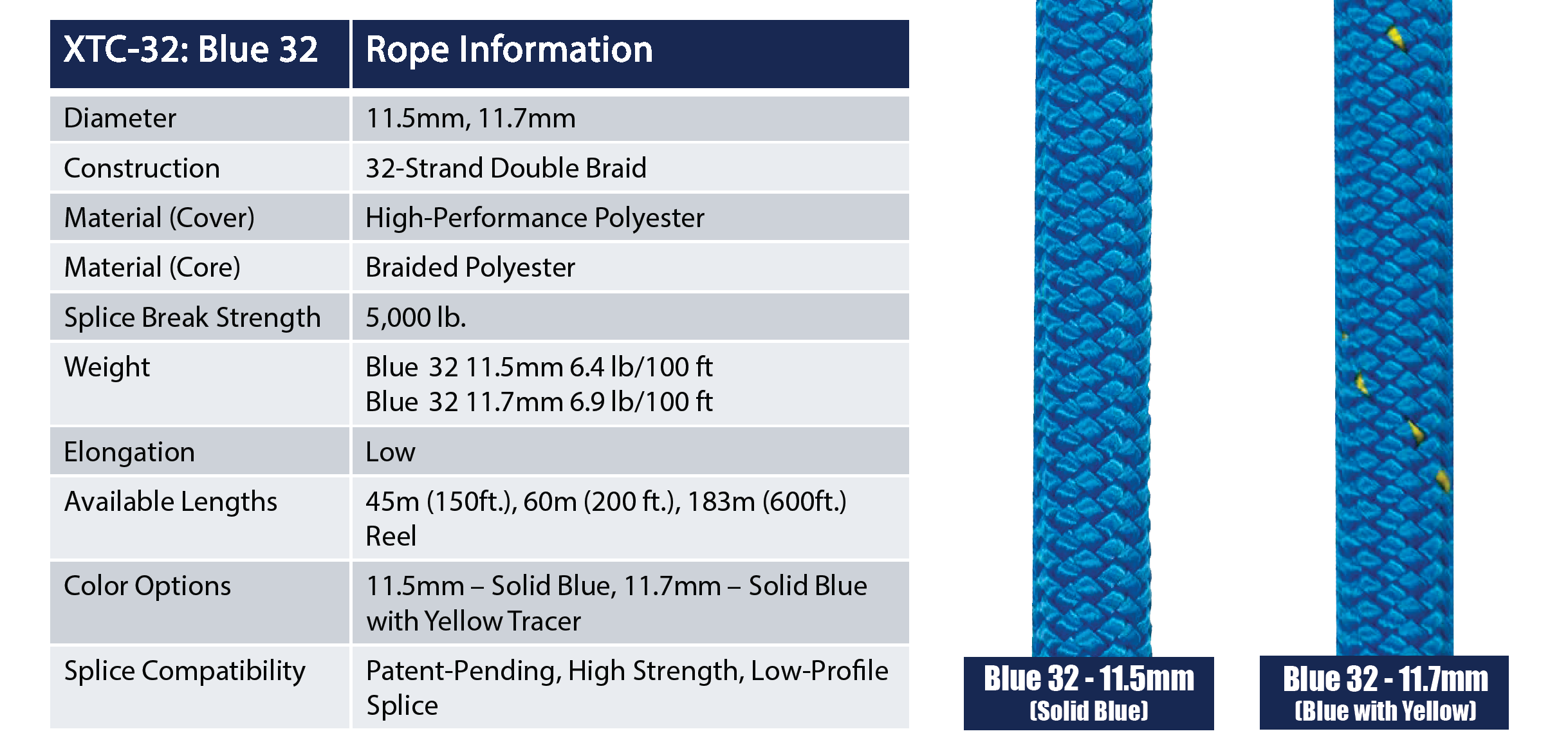 Blue 32 | XTC-32 Arborist Climbing Line | Yale Cordage
