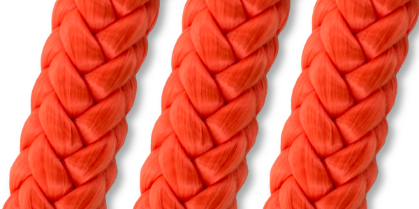 Three bright orange, thick braids lined up vertically, showcasing intricate and smooth hair weaving.