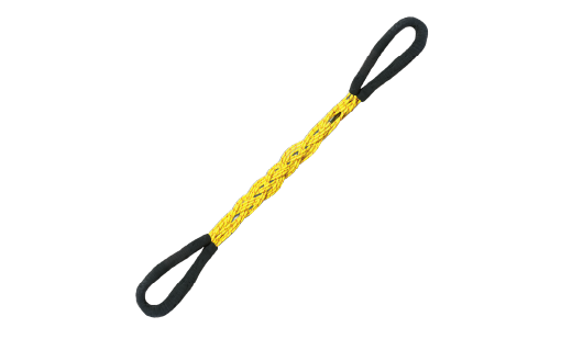 yellow and black braided synthetic soft shackle with loops on both ends