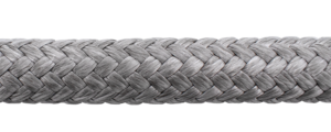 Close-up of tightly woven gray braid pattern on a durable rope material.